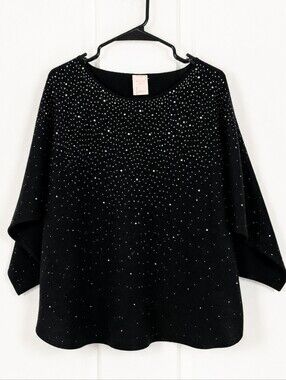 Women’s Black Rhinestone-Studded Pullover Top